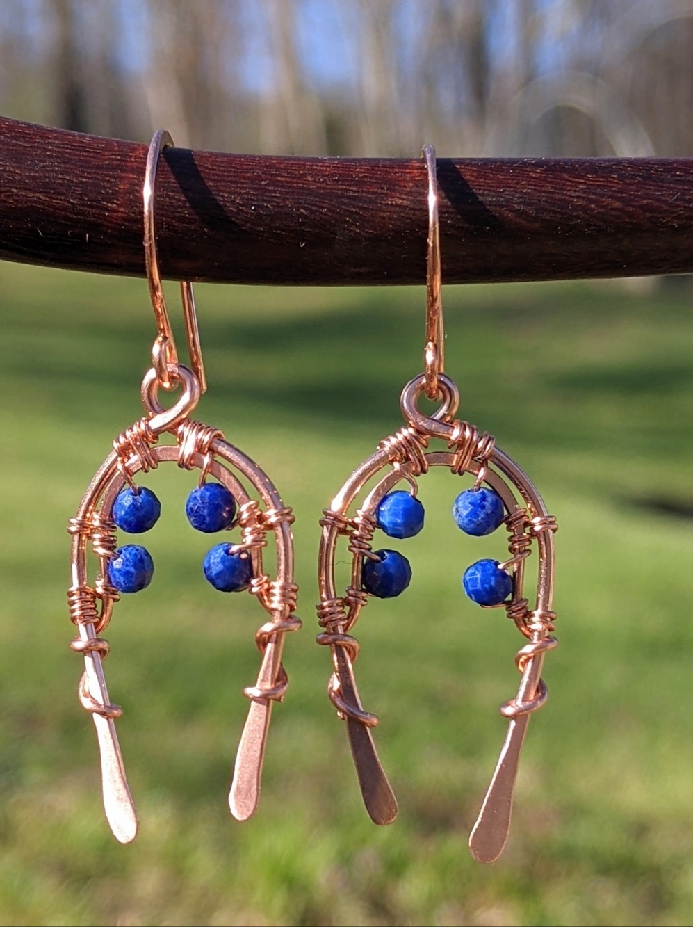 Western Boho Earrings Pure Copper Horseshoe Design Artisan Crafted